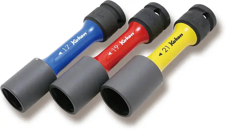 1/2" Drive Color-Coded Wheel Nut Socket Set – 17Mm, 19Mm, 21Mm (3-Piece, Thin-Wall) 1