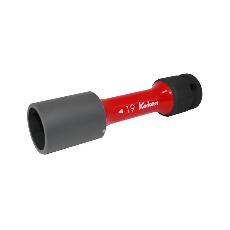 1/2-Inch Drive 19Mm Extra-Thin Wheel Nut Socket, 110Mm Length With Color-Coded Protective Sleeve 1