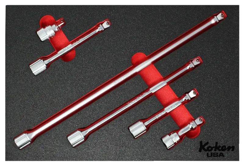1/2-Inch Drive Flexible Wobble Extension Bar Set – Foam-Packed 1