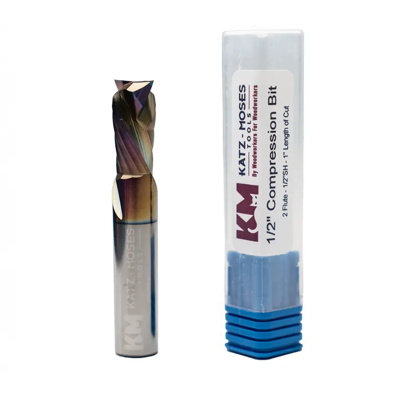 1/2" Short-Flute Compression Spiral Bit – 1" Loc – Astrahp Coated 1