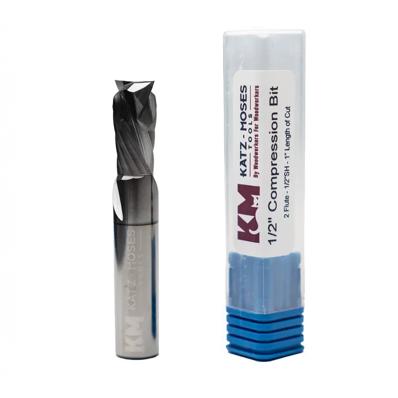 1/2" Short-Flute Spiral Compression Router Bit – 1" Cutting Length, Astra Coated 1