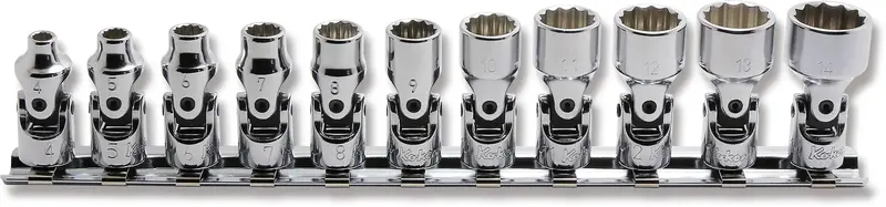 1/4" Drive 11-Piece 12-Point Metric Universal Chrome Socket Set (4–14Mm) 1