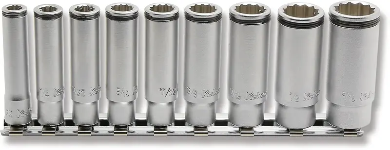 1/4" Drive 9-Piece Sae Deep Nut Grip Socket Set 1