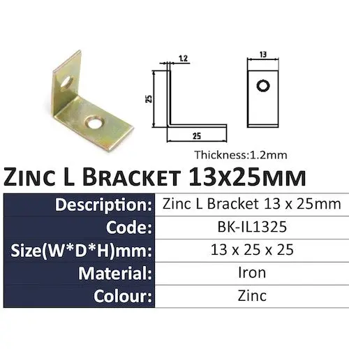 10-Pack Yellow Zinc L-Brackets – 25×25×13×1.2 Mm 1