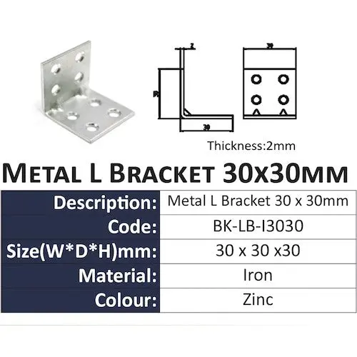 10-Piece Metal L-Bracket Kit – 30Mm Corner Angle Supports For Diy Shelving & Framing 1
