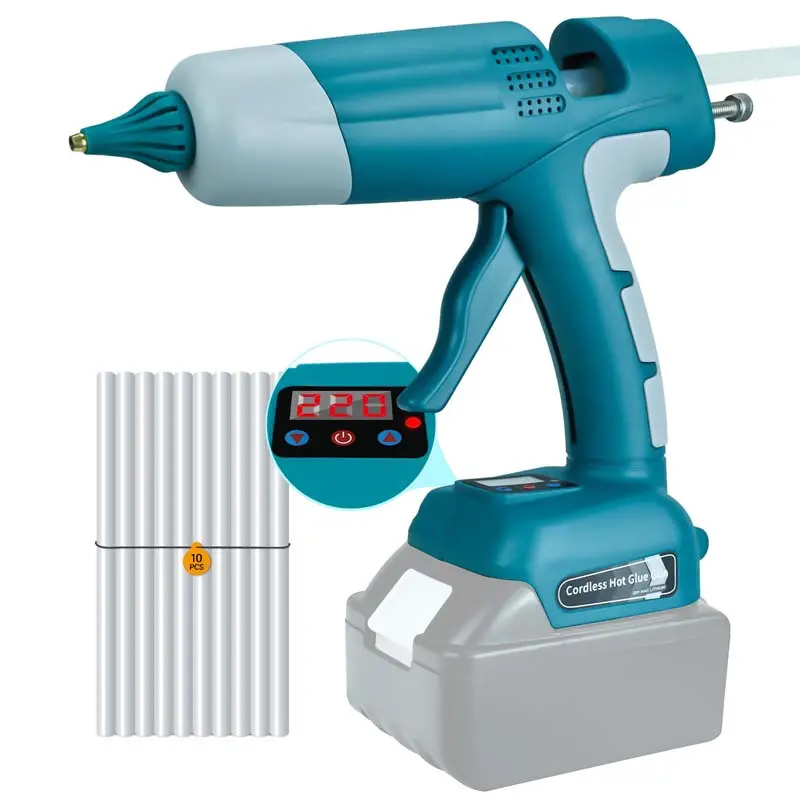 100W Cordless Hot Melt Glue Gun With Lcd Display – Makita 18V Lxt Compatible, Includes 10 Glue Sticks 1