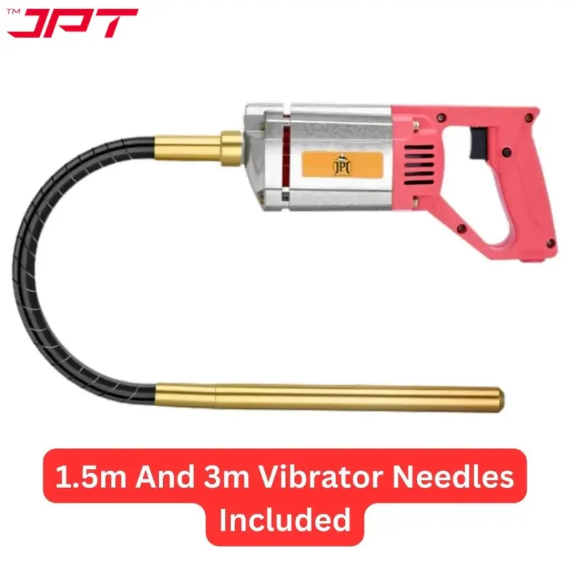 1250W Electric Concrete Vibrator Machine | 13,000 Vpm / 1300 Rpm Motor With Copper Armature | Includes 1.5M And 3M Vibrator Needles 1