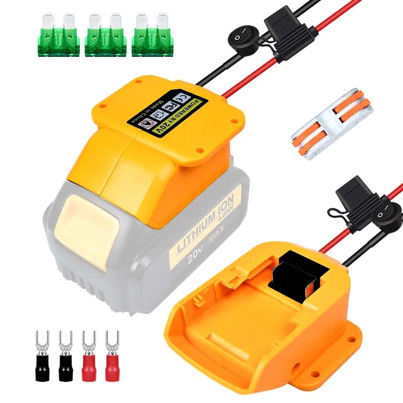 14Awg Dewalt 20V Battery Adapter For Power Wheels – Switch-Controlled, Fused Design With Quick-Wire Terminals 1