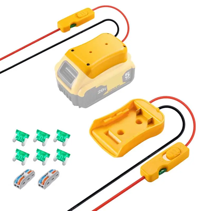 2-Pack Dewalt 20V Power Wheels Adapters Featuring Switch, Fuse & Wire Terminals – Robust 20V Conversion Solution 1