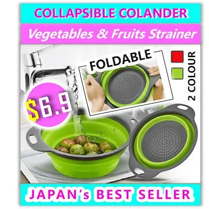 2-Piece Collapsible Colander Set – Stackable Drain Baskets For Fruits & Vegetables 1