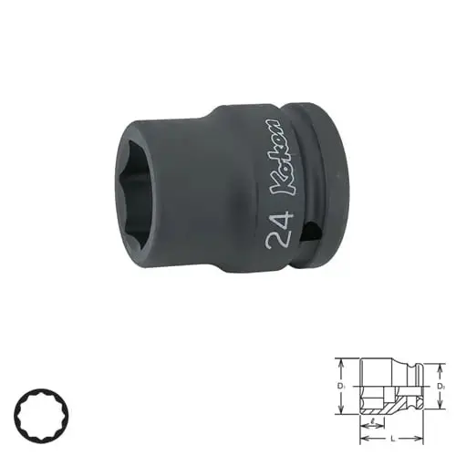 3/4" Drive 12-Point Thin-Wall Impact Socket – 1 1/4" 1