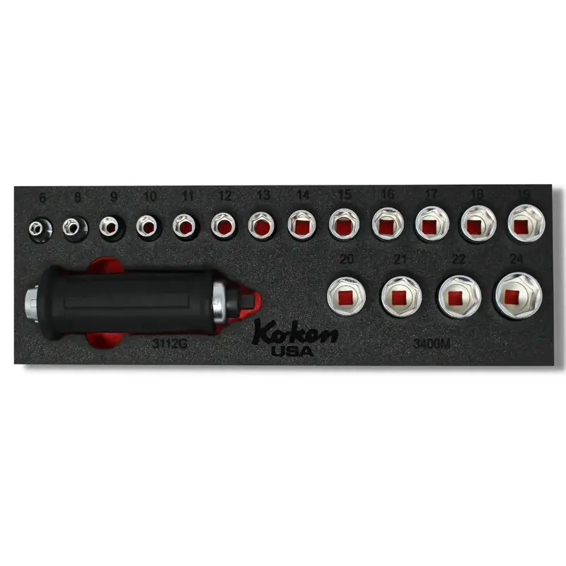 3/8" Drive Metric Attack Driver & Socket Set – 18-Piece Foam-Packaged 1