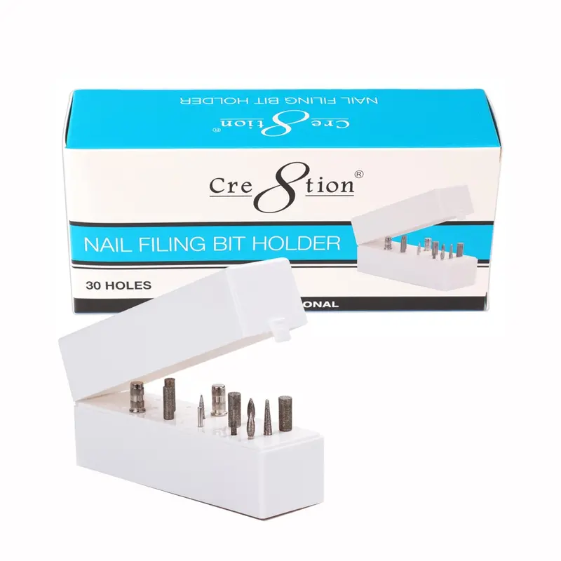 30-Slot White Nail Bit Storage Holder – Cre8Tion 1