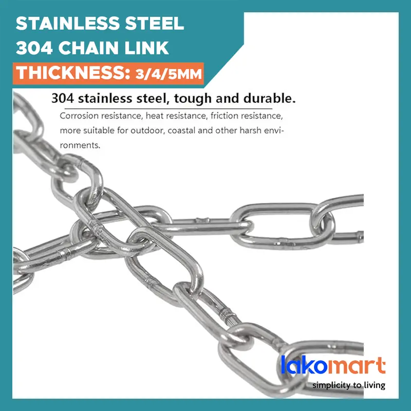 304 Stainless Steel Chain Link – 3Mm, 4Mm Or 5Mm Thickness 1