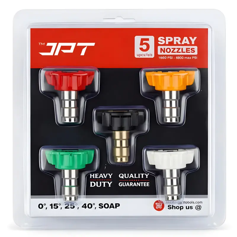 5-Piece 1/4" Quick-Connect Nozzle Tip Set | Multi-Angle Spray Patterns For Customized Pressure Washer Applications 1