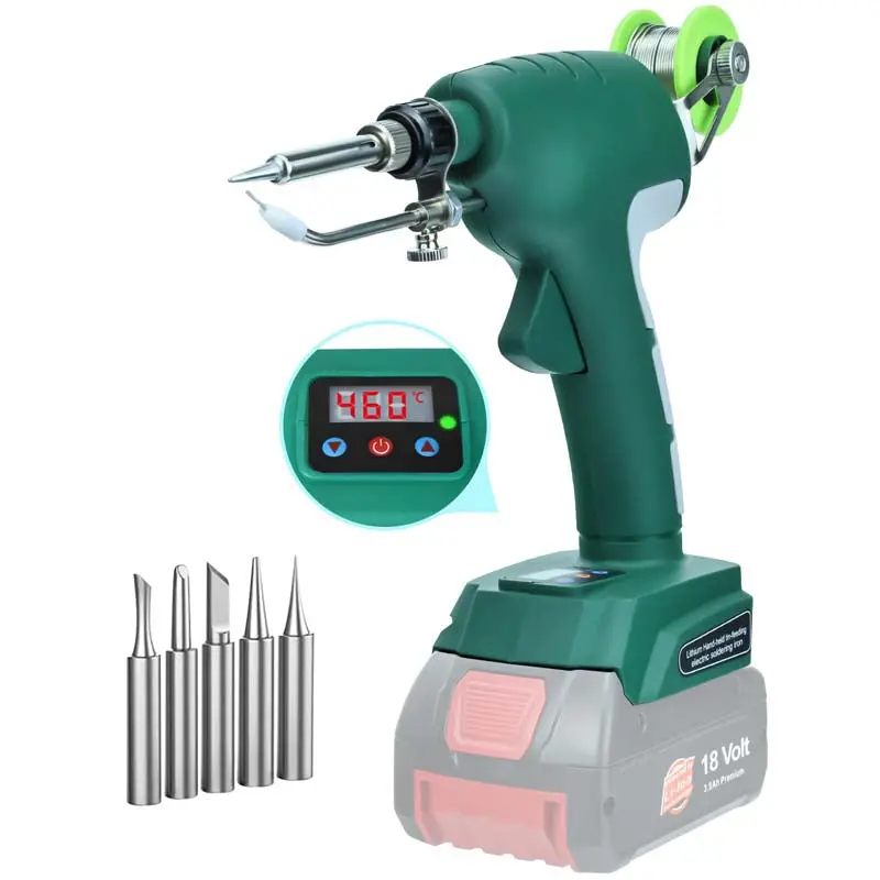 75W Lcd-Controlled Cordless Soldering Iron Kit For Bosch Bat 18V Batteries – Includes 0.04" Solder Wire & 5 Tips 1