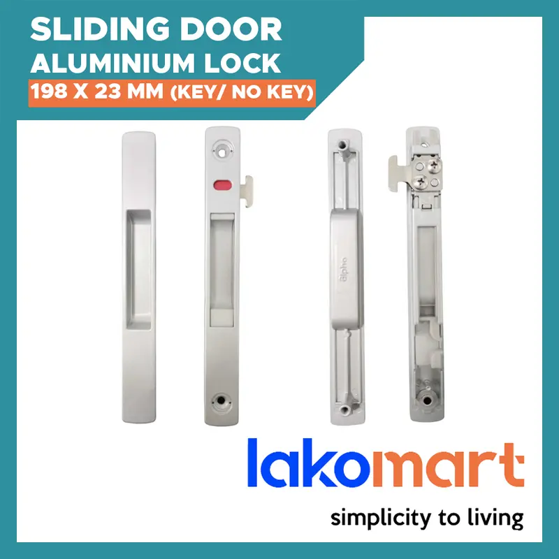 Aluminium Sliding Door Lockset – 198 × 23 Mm, Optional Keyed Or Keyless Operation 1