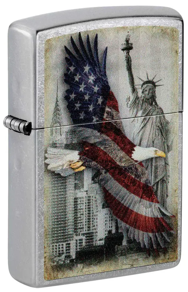 Bald Eagle Meets Nyc Skyline Zippo Lighter – Street Chrome 1