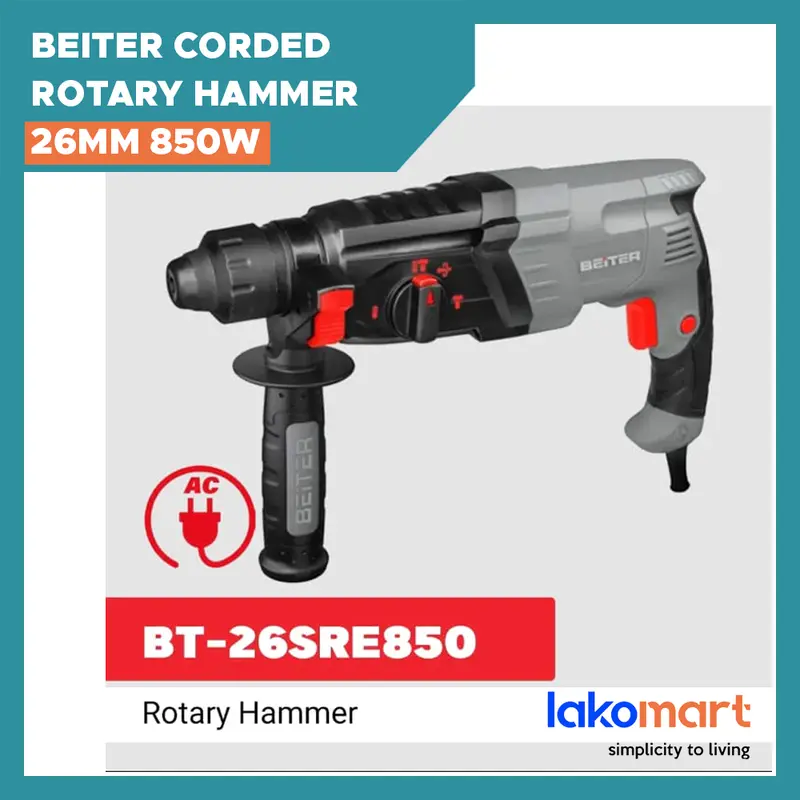 Beiter 26Mm 850W Corded Rotary Hammer – For Concrete Drilling & Chiseling (Bt-26Sre850) 1
