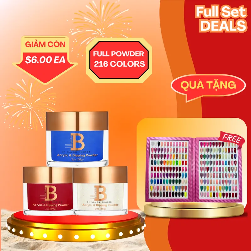 Billionaire Dip & Acrylic Powder Collection – 216-Color Set + Color Book + Free Jelly Glaze Set (24 Colors) 1