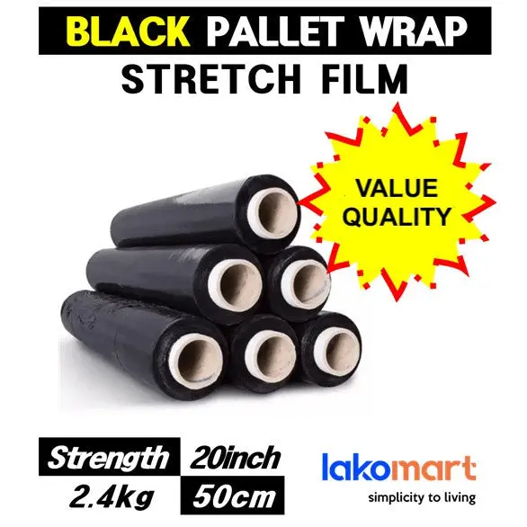 Black Stretch Film Roll – 2-Inch Core, 2.4Kg Per Roll 1