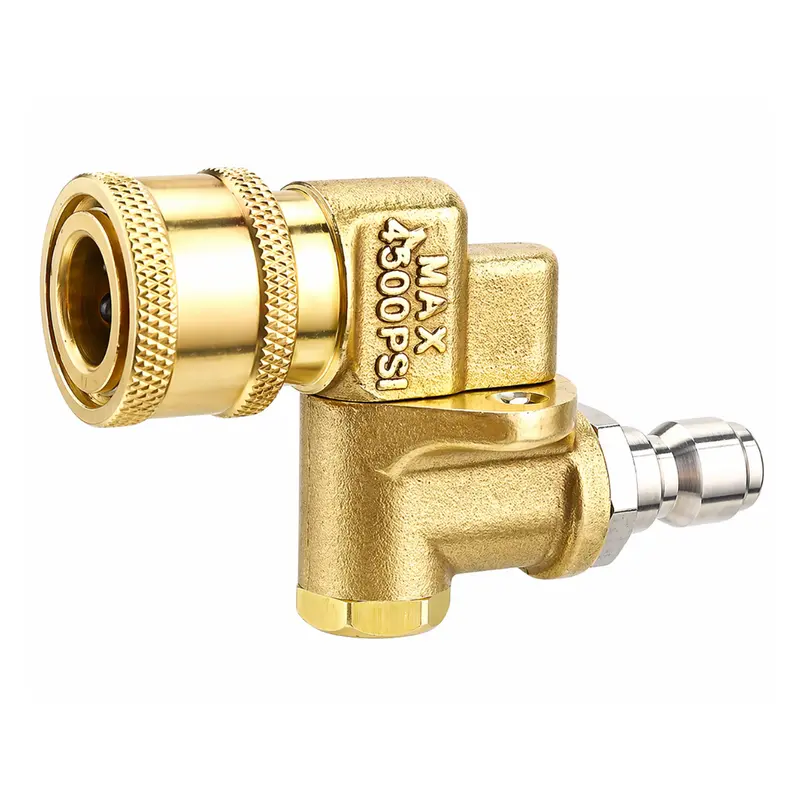 Brass Pivoting Pressure Washer Coupler With 5-Angle Adjustment | 180° Rotating 1/4" Quick-Connect Fitting For 4500 Psi Cleaning Tasks 1