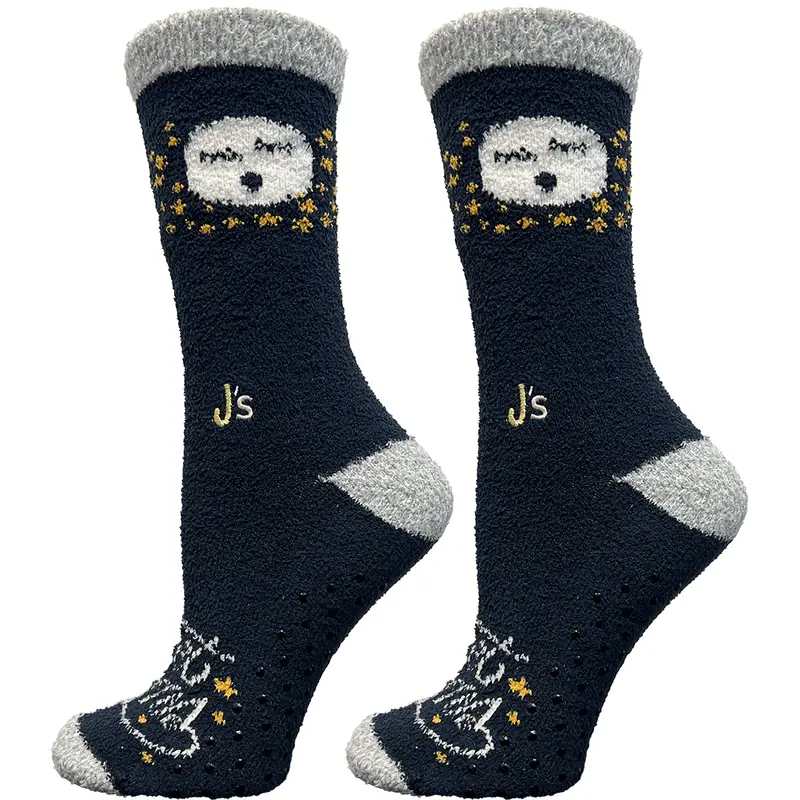 Celestial Moon & Stars Fuzzy Crew Socks 1