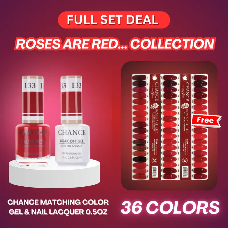 Chance Romantic Duo Nail Collection – 0.5 Oz Each, 36 Red & Rose-Inspired Shades + Dual Color Charts 1