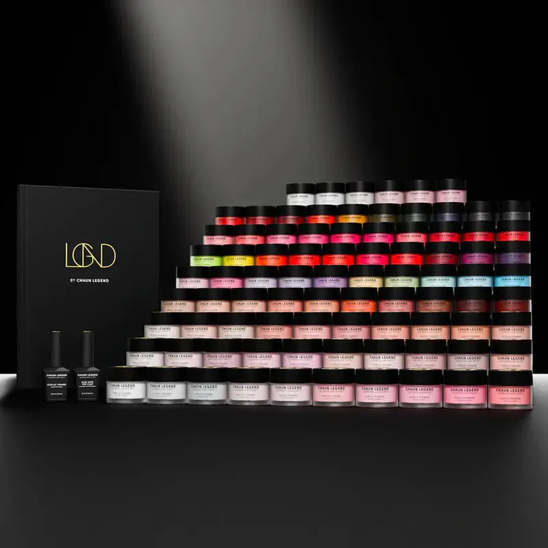 Chaun Legend Acrylic Powder Full Set – 2 Oz Kit With 80 Colors, Primer, Non-Wipe Top Coat & Color Guide 1