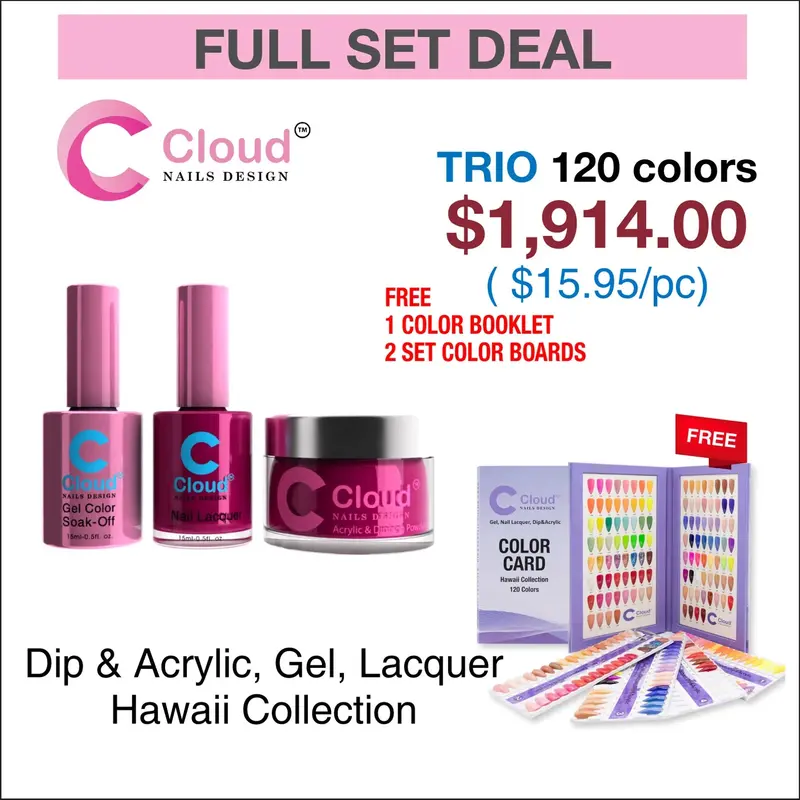 Chisel Cloud Hawaii-Themed Nail Trio – 120 Matching Colors + Bonus Booklet & Color Boards 1