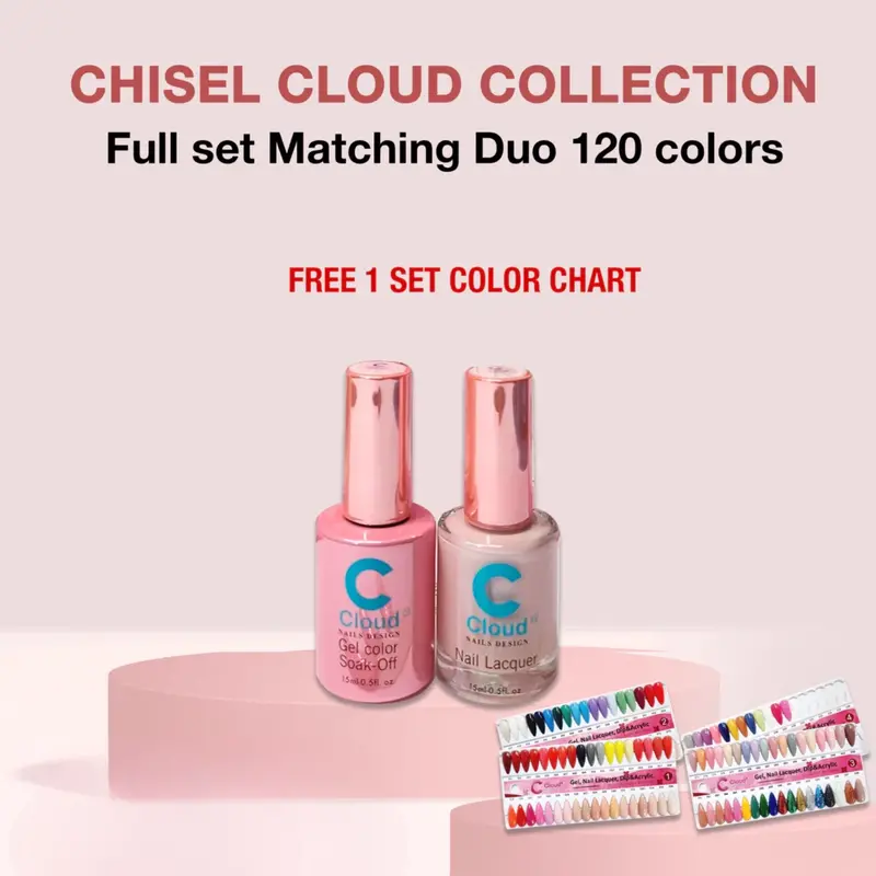 Chisel Cloud Nail Design Collection: Matching Duo Set – 120 Colors (0.5 Oz Each) + 1 Color Chart 1