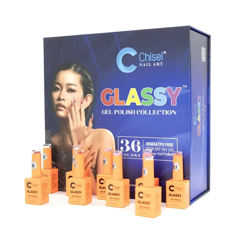 Chisel Glassy Gel Nail Set – 36 Lustrous Colors 1