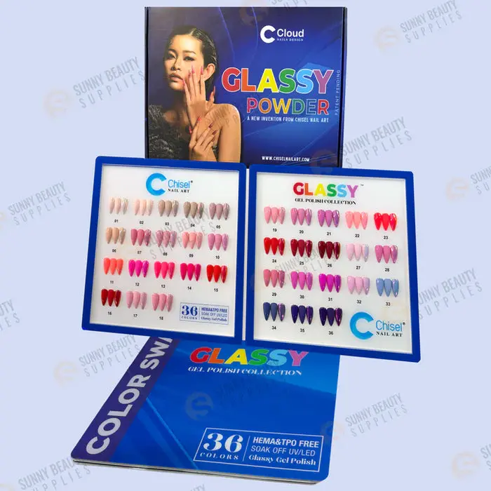 Chisel Glassy Powder Nail Set – 36 Shimmering Shades 1