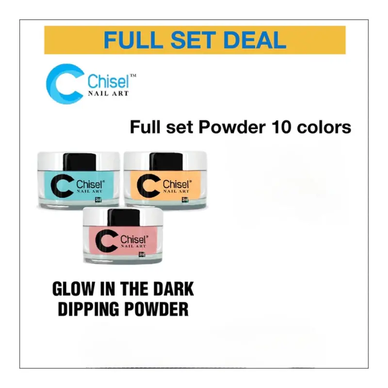 Chisel Glow-In-The-Dark Dipping Powder Set – 10 Colors (2 Oz Total) 1