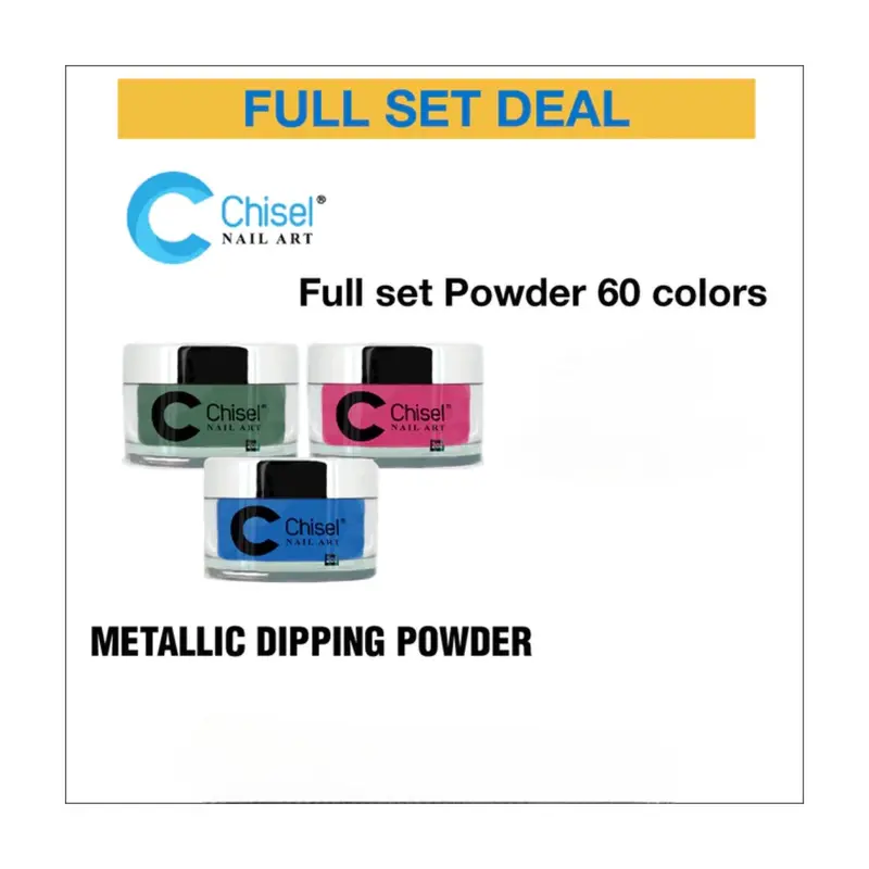 Chisel Metallic Dipping Powder Kit – 60 Colors, 2 Oz Each 1