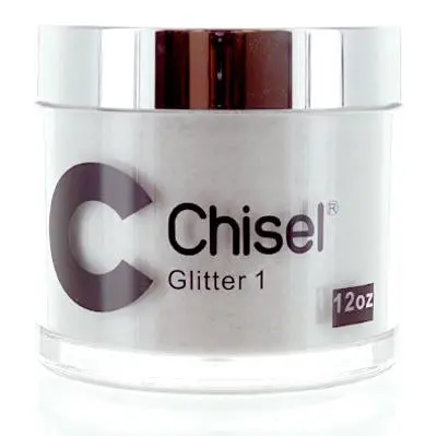 Chisel Nail Dipping Powder – Pink & White Collection: Glitter 01 (12 Oz Refill) 1