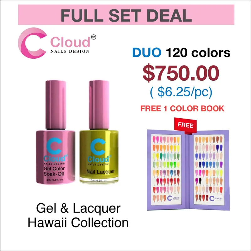 Cloud-Inspired Nail Art Set – Hawaii Collection: 120-Color Matching Duo Kit With Color Guide (0.5 Oz) 1