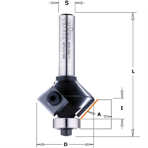 Cmt Carbide Chamfer Router Bit – 1-9/64" Diameter, 1/2" Shank 1