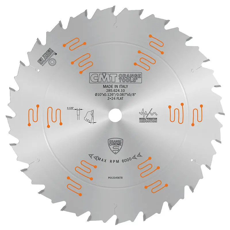 Cmt Orange Chrome 10" Ripping Blade – 24T Flat-Top Grind, Full Kerf (1/8") 1