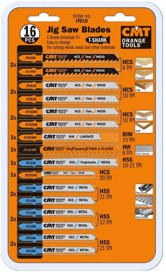 Cmt Orange Jigsaw Blade Assortment – 16-Piece Set 1