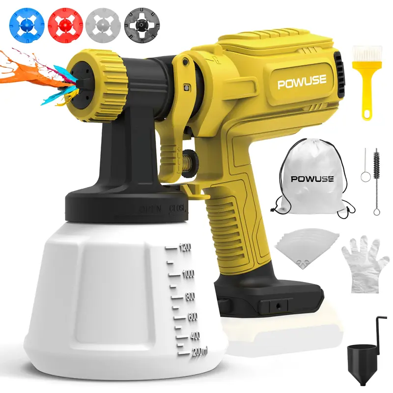 Cordless Hvlp Paint Sprayer For Dewalt 20V Max Batteries – Ergonomic Spray Gun With 1200Ml Capacity And Multi-Surface Versatility 1