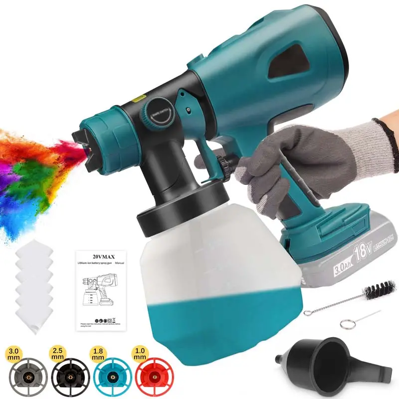 Cordless Hvlp Paint Sprayer With Brushless Motor – Compatible With Makita Lxt 18V Batteries, 1000Ml Tank 1