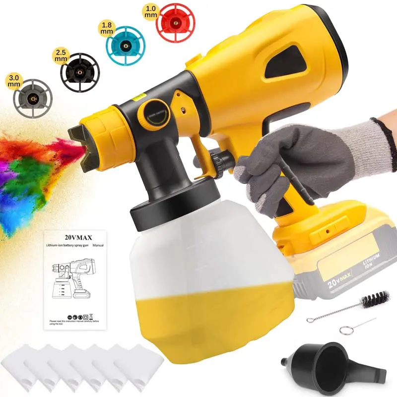 Cordless Hvlp Paint Sprayer With Brushless Motor – Works With Dewalt 18V/20V Batteries, 1000Ml Tank 1
