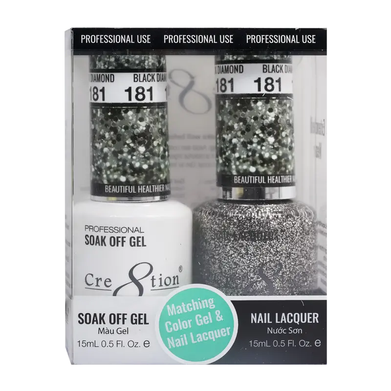 Cre8Tion Black Diamond Gel & Standard Nail Lacquer Duo 1