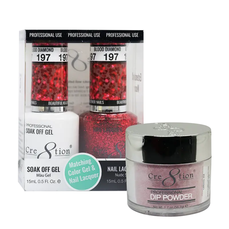 Cre8Tion Blood Diamond Nail Trio: Rich Red Polish Set 197 1