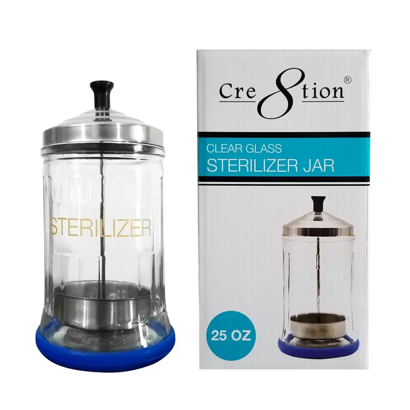 Cre8Tion Clear Glass Nail Tool Sterilizer Jar – 25 Oz 1