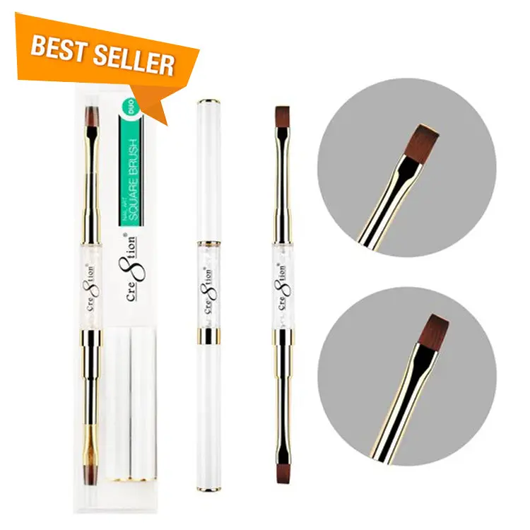 Cre8Tion Dual-Size Nail Art Brush Set – Square #8 And Square #10 1