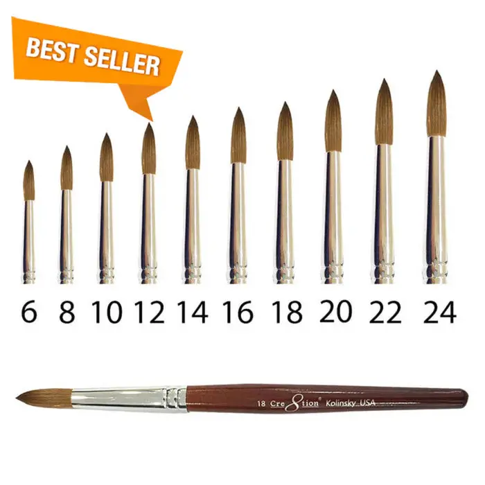 Cre8Tion Kolinsky Hair Acrylic Brush – Brown Handle, Premium Detailing Tool 1