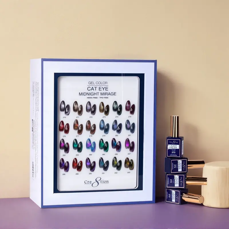 Cre8Tion Midnight Cat Eye Gel Collection – 24 Deep-Tone Magnetic Gels With Free Lookbook 1