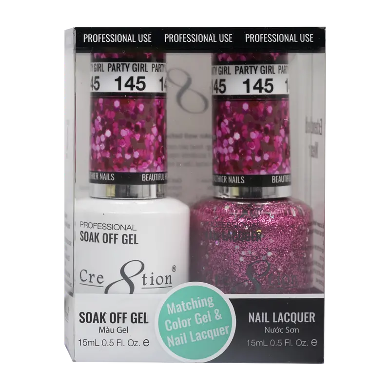 Cre8Tion Party Girl Glitter Gel Polish & Coordinating Nail Lacquer 1